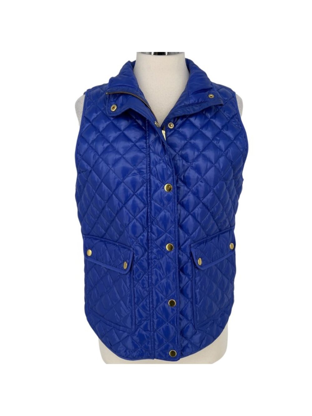 J.Crew Quilted Puffer Vest Bright Purple Blue Size Medium Preppy Quiet Luxury